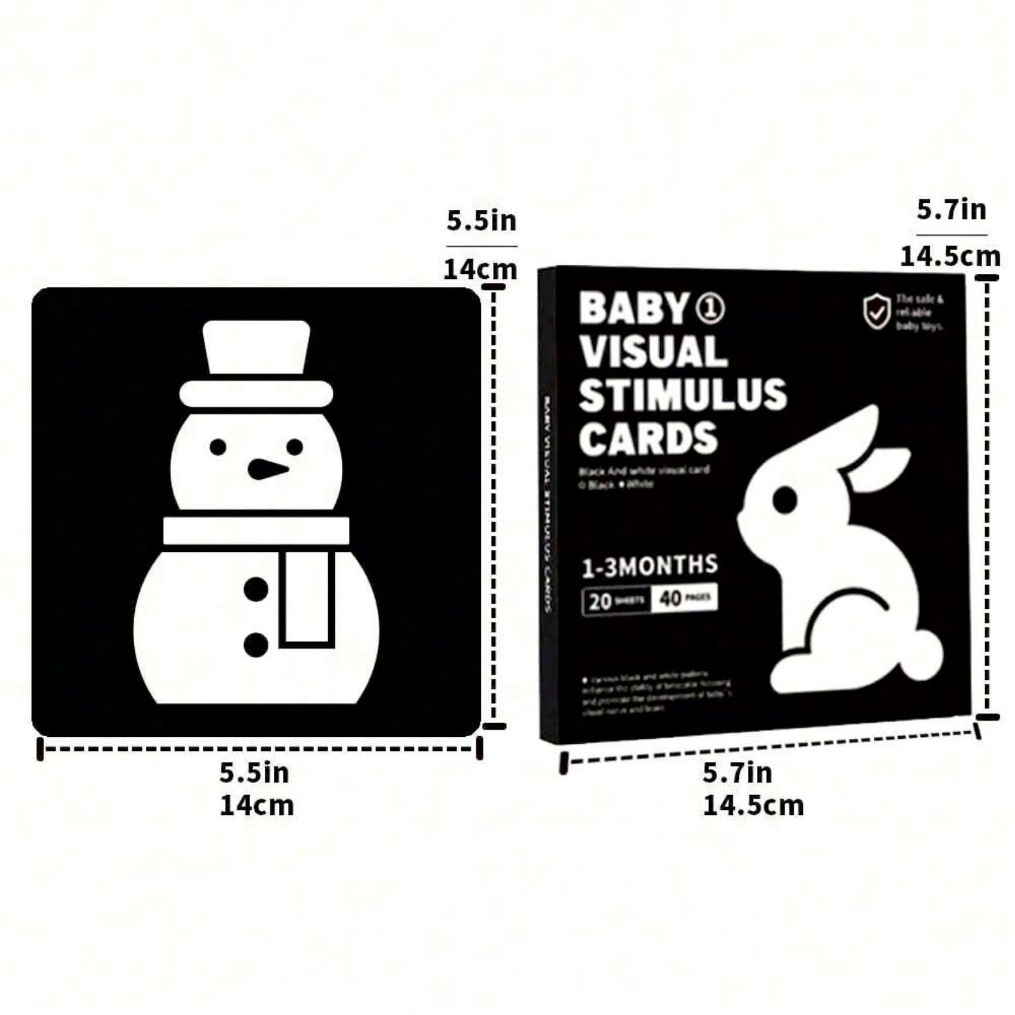 Newborn Sensory Visual Stimulation Baby Card 3-6 Months - Educational Brain Development Toys, Black and White Activity Cards 20 Card