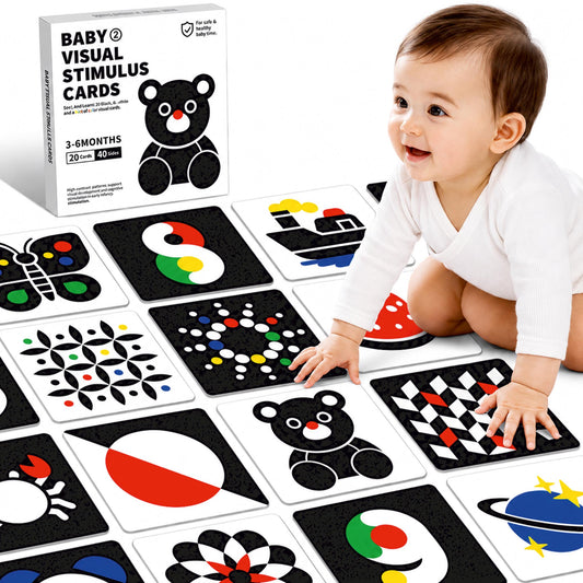 Newborn Sensory Visual Stimulation Baby Card 3-6 Months - Educational Brain Development Toys, Black and White Activity Cards 20 Cards