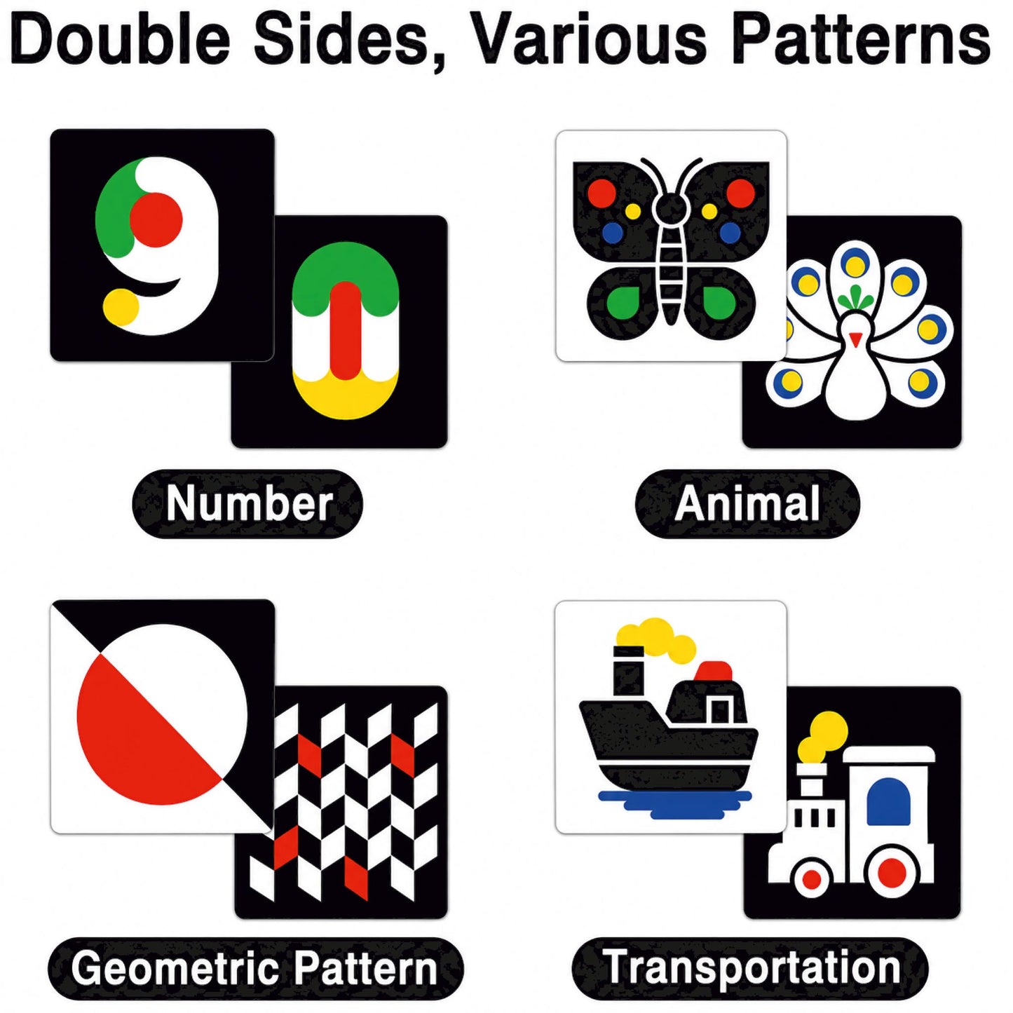 Newborn Sensory Visual Stimulation Baby Card 3-6 Months - Educational Brain Development Toys, Black and White Activity Cards 20 Cards