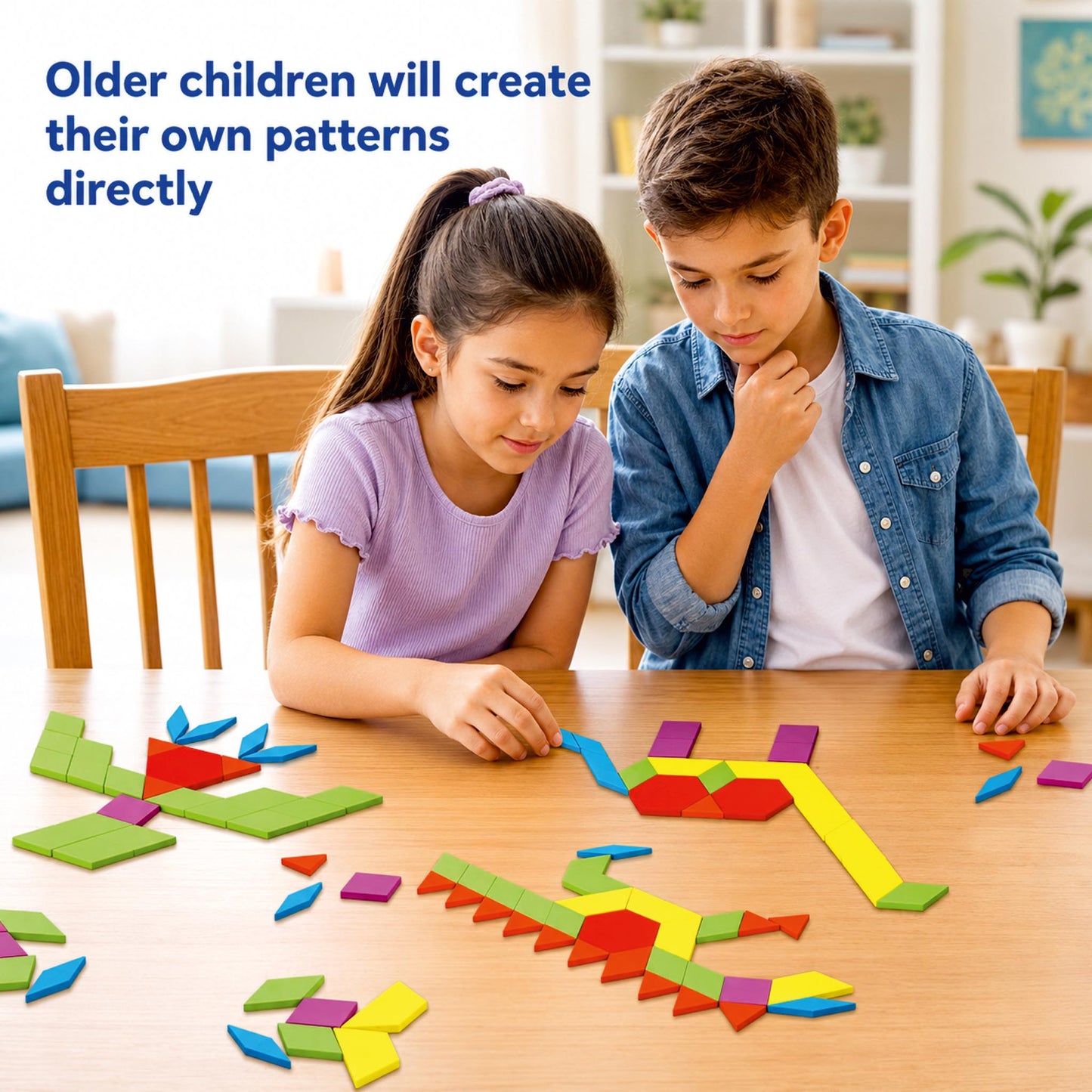 Pattern Blocks Educational STEM 155 Pieces Puzzle Set