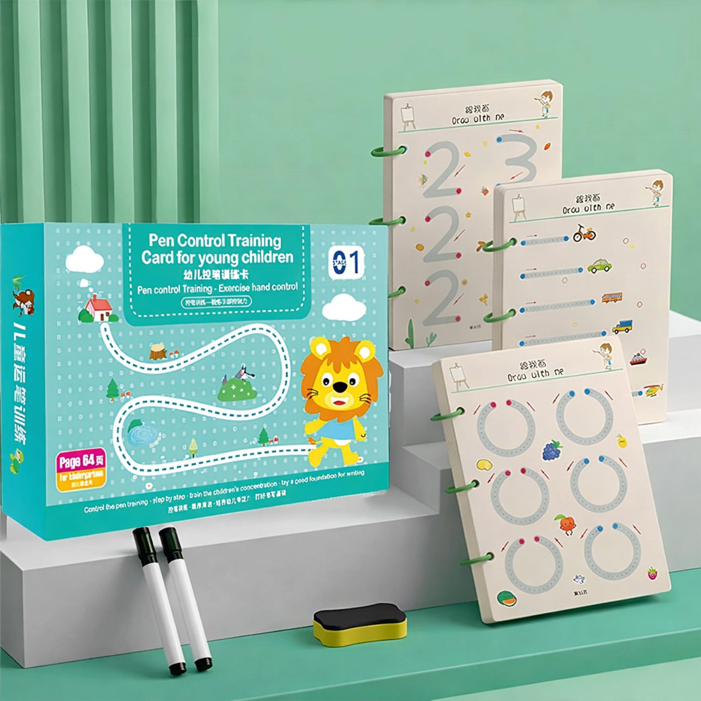Pen Control Training Exercise Cards, Activity Book, Children Hand Eye Coordination