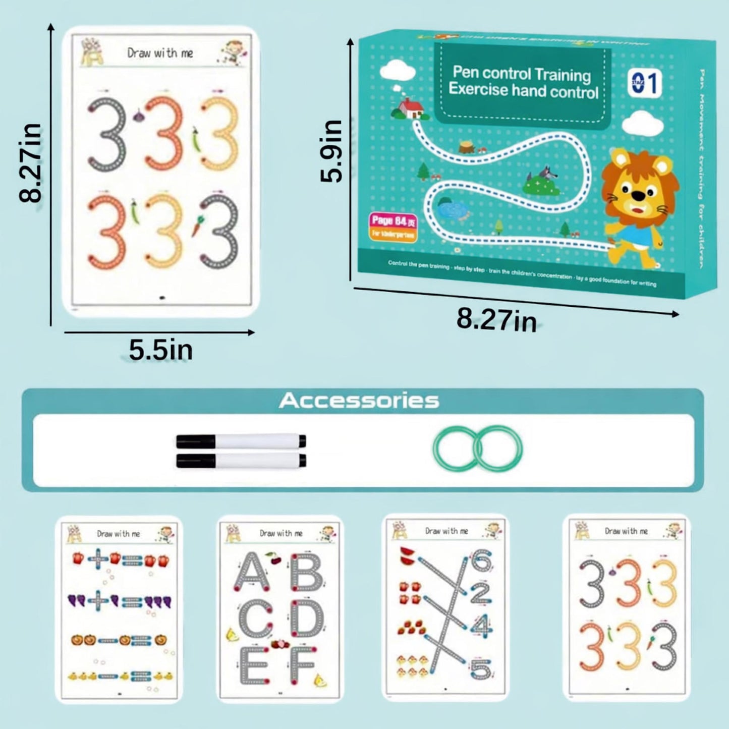 Pen Control Training Exercise Cards, Activity Book, Children Hand Eye Coordination